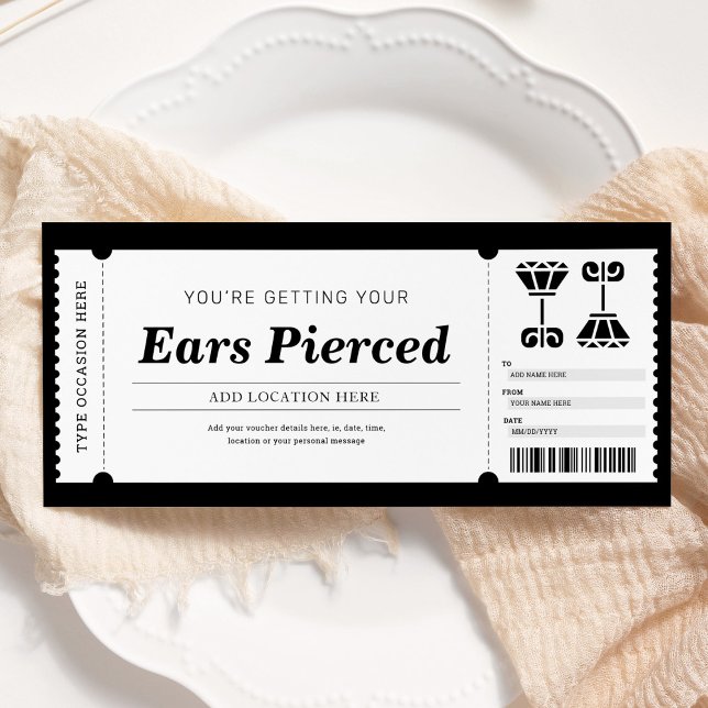 Öronpiercing presentkort kupong inbjudningar (Skapare uppladdad)