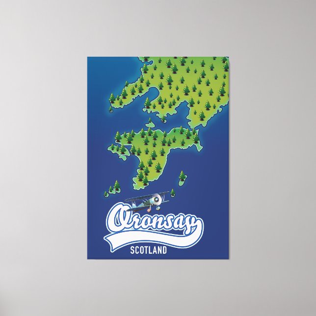 Oronsay Skottland ö karta  Canvastryck (Framsida)