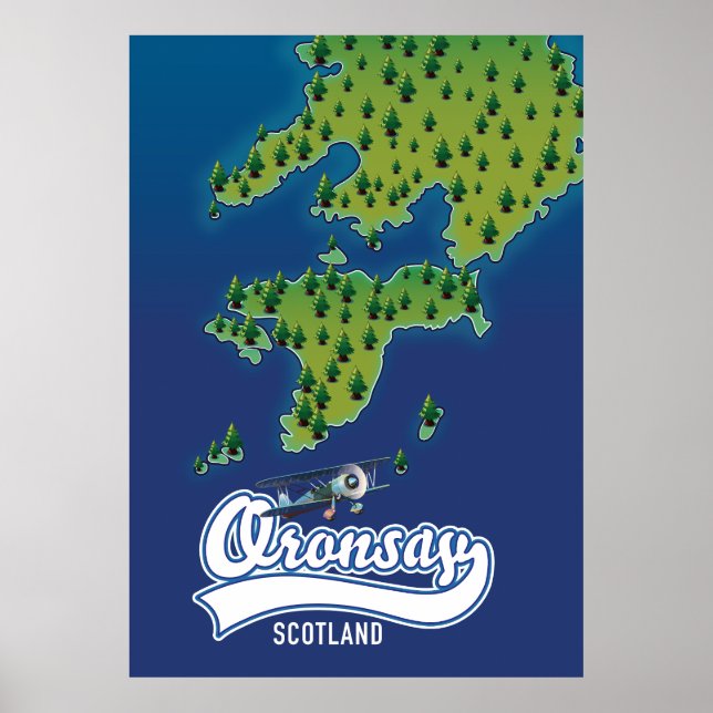 Oronsay Skottland ö karta  Poster (Framsidan)