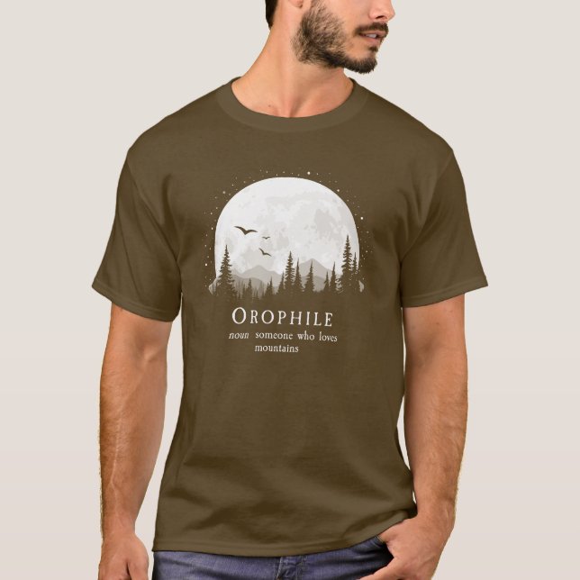 Orophile Definition Outdoorsy Mountain Älskare T Shirt (Framsida)