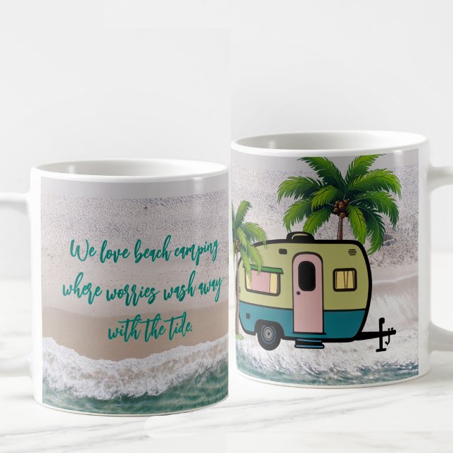 Oroster försvinner på strandcamping kaffemugg (Skapare uppladdad)