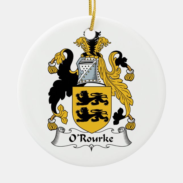 O'Rourke familjvapensköld Julgransprydnad Keramik (Framsidan)