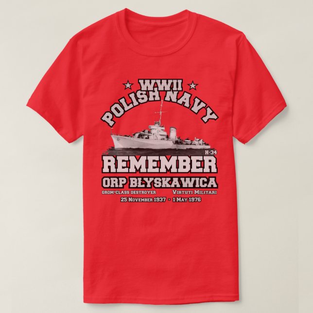 ORP Blyskawica H34 Polska flottan T Shirt (Design framsida)