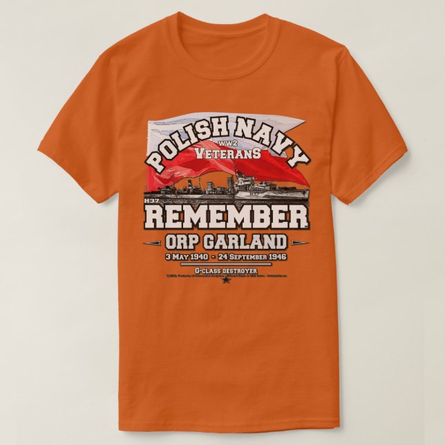 ORP Garland polska flottan WW2 T Shirt (Design framsida)