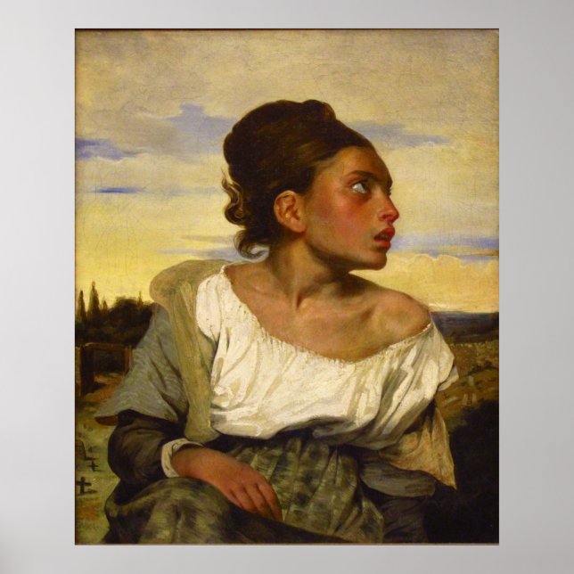 Orphan Girl vid kyrkogården av Eugene Delacroix Poster (Framsidan)