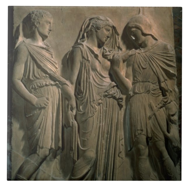 Orpheus, Eurydice och Hermes (marmor) Kakelplatta (Framsidan)