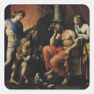 Orpheus för Pluto och Persephone Fyrkantigt Klistermärke