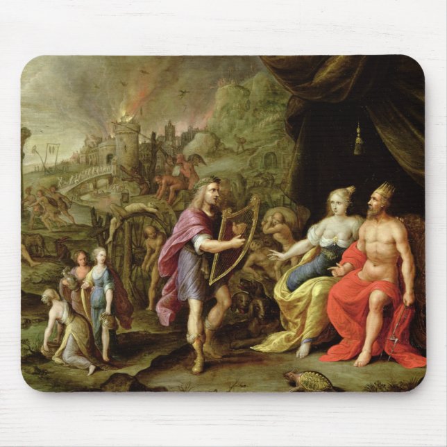 Orpheus i underworlden musmatta (Framsidan)