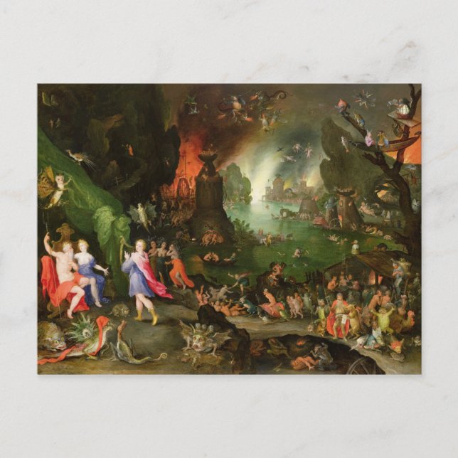 Orpheus med en harp som spelar upp till Pluto Vykort (Framsida)