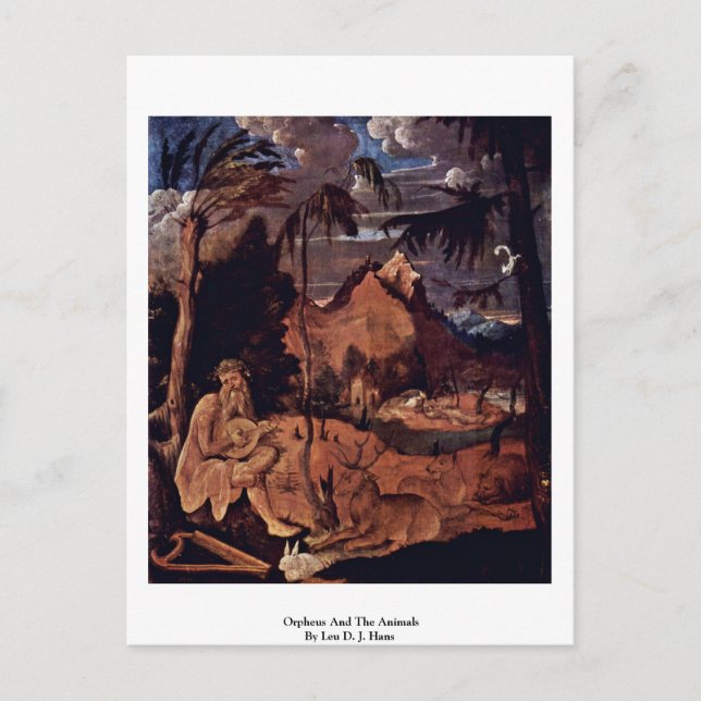 Orpheus och djuren enligt Leu D. J. Hans Vykort (Framsida)