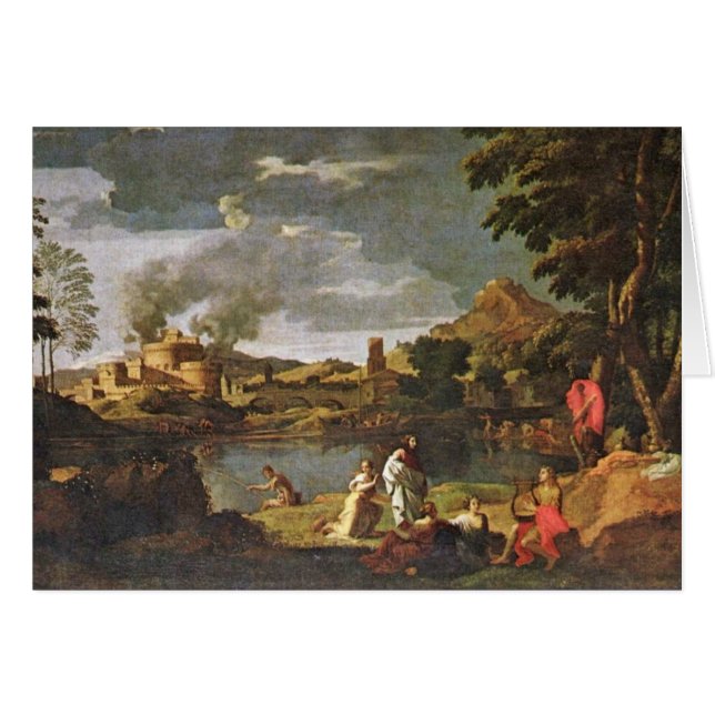 Orpheus och Eurydice av Poussin Nicolas Hälsningskort (Framsidan Horizontal)