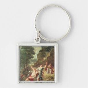 Orpheus och Eurydice, vår Fyrkantig Silverfärgad Nyckelring