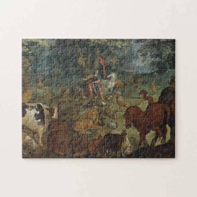 Orpheus som charmar beasterna (olja på panel) pussel (Horisontell)