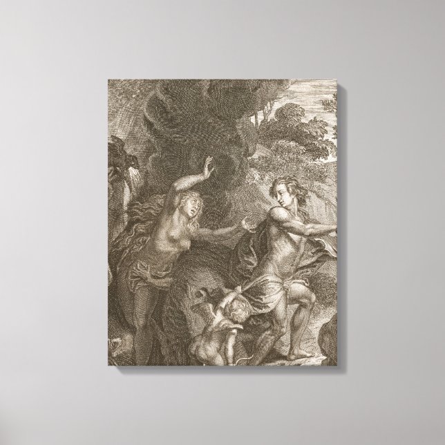Orpheus, som leder Eurydice ut ur helvetet, ser ti Canvastryck (Framsida)
