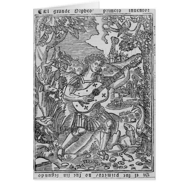Orpheus som leker musik hälsningskort (Framsidan)