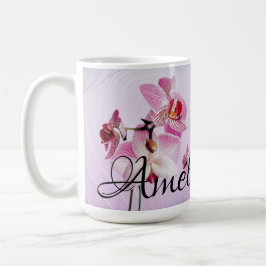 Orquídea rosa Taza personalizada: fotos/nombre Kaffemugg