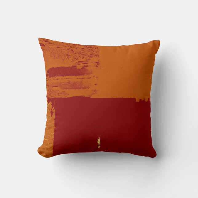 Orrange, Brown Retro Art Deco Pillow Kudde (Framsida)