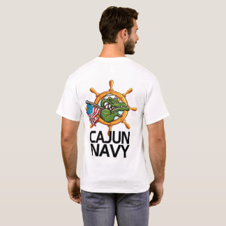 Orsaka marin design på framsidan och baksidan t shirt