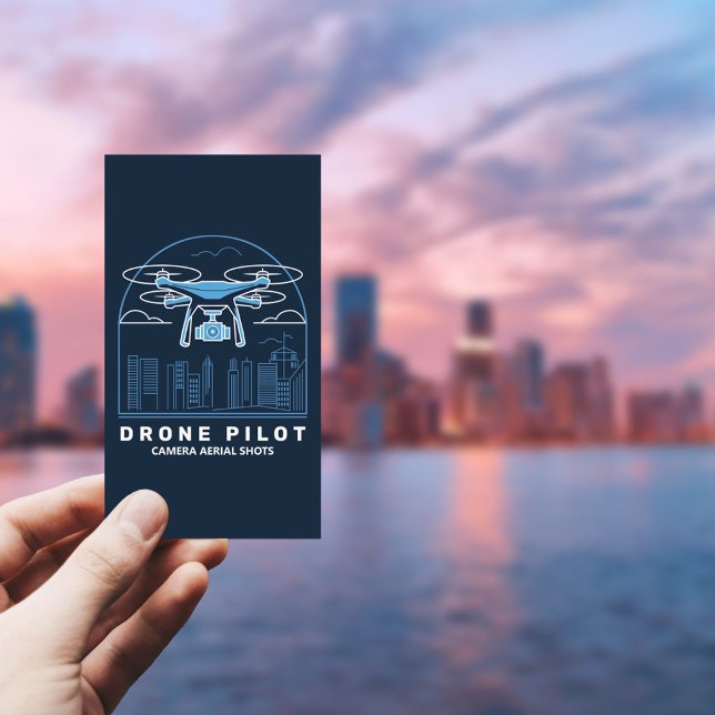 Ort och Skyscraper - Lodrät Drone Pilot Visitkort (City & Skyscrapers - Drone Pilot Vertical Business Card)