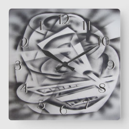 Ort vid bakåtklick svart och vitt fyrkantig klocka