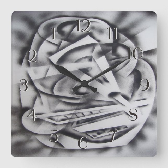 Ort vid bakåtklick svart och vitt fyrkantig klocka (Framsida)