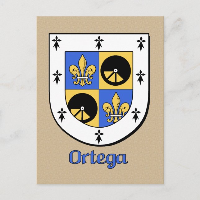 Ortega Family Heraldic Shield Vykort (Framsida)