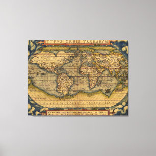 Ortelius 1570 Världskarta: Antik Kartografi Canvastryck