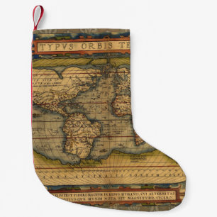 Ortelius 1570 Världskarta: Antik Kartografi Liten Julstrumpa