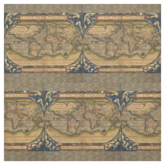 Ortelius 1570 Världskarta: Antik Kartografi Tyg (Provkarta)