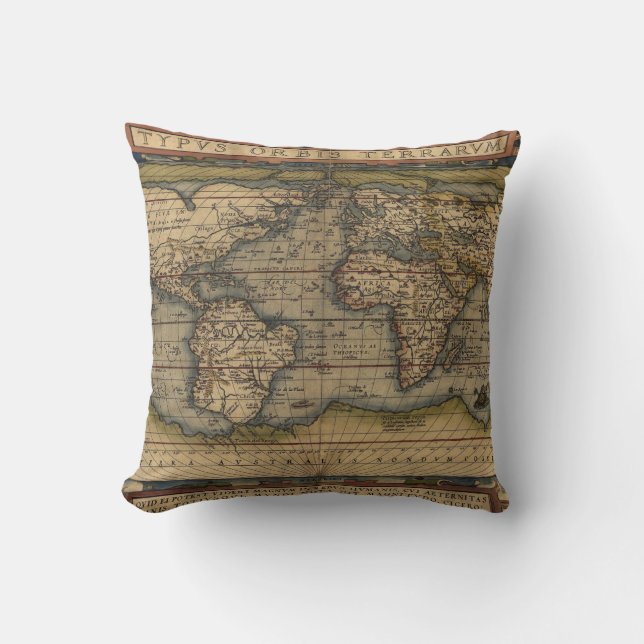 Ortelius världskarta 1570 kudde (Framsida)