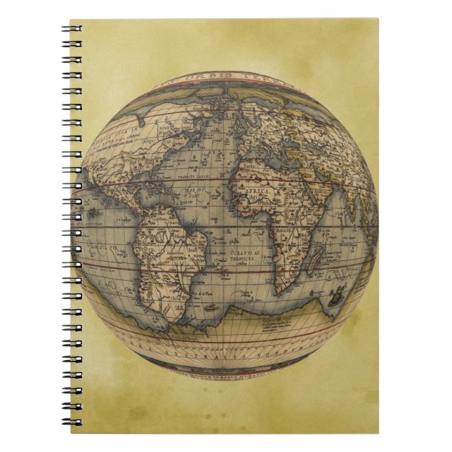 Ortelius världskarta anteckningsbok med spiral (Framsidan)
