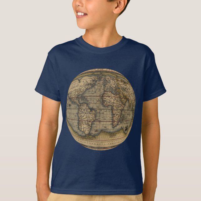 Ortelius världskarta t-shirt (Framsida)
