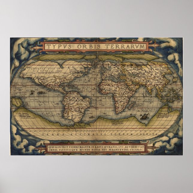 Ortelius World Map 1570 Poster (Framsidan)