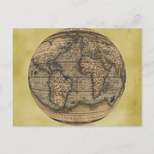 Ortelius World Map Vykort (Framsida)