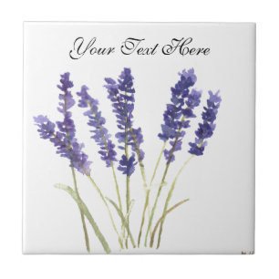 Örter av lavender-blommor, rustik lila vattenfärg kakelplatta