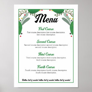 Örter baserar timmesmiddagen party catering-menypo poster