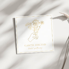 Örter + Blommigt Apothecary Guld Fyrkantigt Visitkort