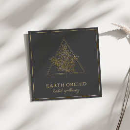 Örter + Blommigt Apothecary Guld Fyrkantigt Visitkort