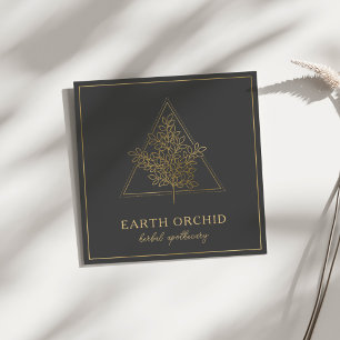 Örter + Blommigt Apothecary Guld Fyrkantigt Visitkort