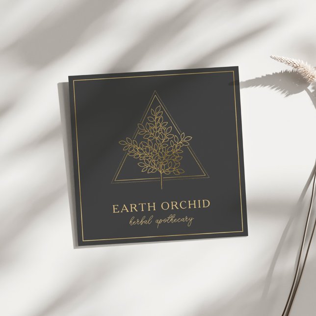 Örter + Blommigt Apothecary Guld Fyrkantigt Visitkort (Skapare uppladdad)