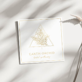 Örter + Blommigt Apothecary Guld Fyrkantigt Visitkort