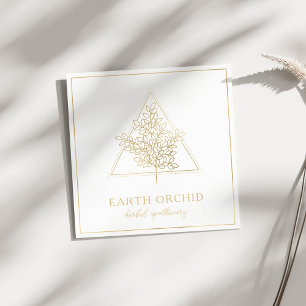 Örter + Blommigt Apothecary Guld Fyrkantigt Visitkort