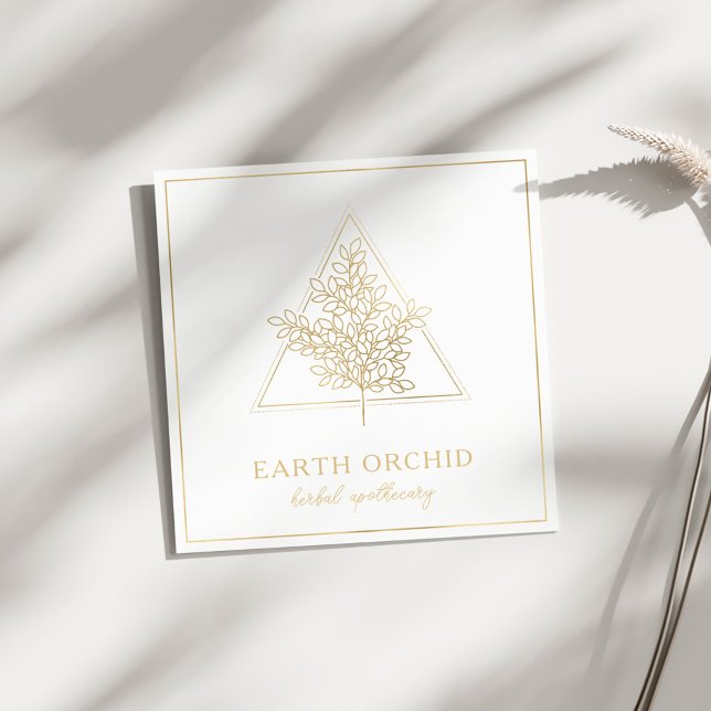 Örter + Blommigt Apothecary Guld Fyrkantigt Visitkort (Skapare uppladdad)