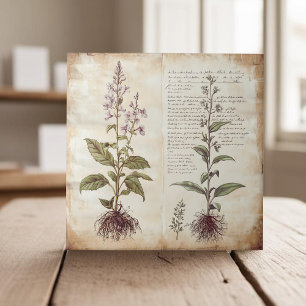 örter för botaniskt vetenskapligt vintage kakelplatta