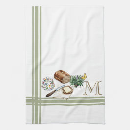 Örter för Grönt av monogram för boskapskökort Kökshandduk