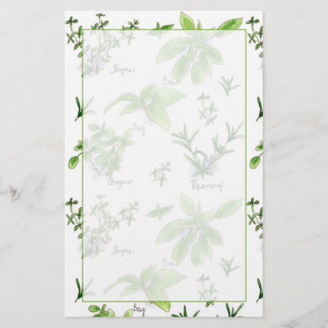 Örter för kökskokning Rosemary Basil Brevpapper (Framsida)