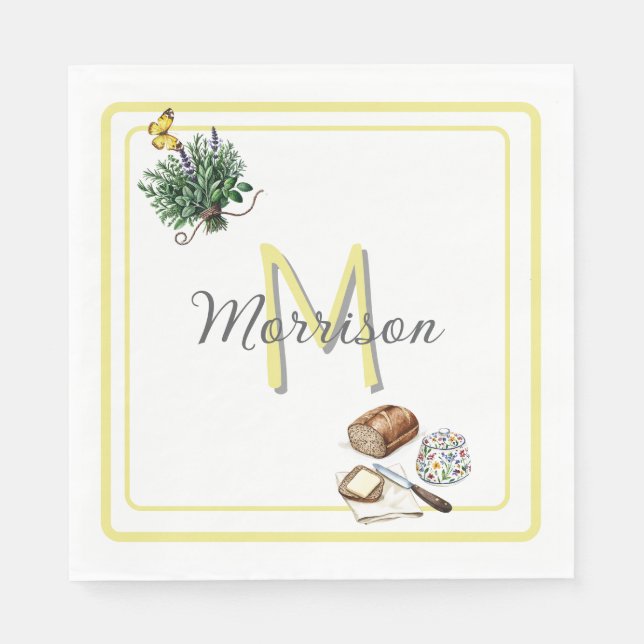 Örter för vattenfärg och Bread Farmhouse Guld Anpa Pappersservett (Framsidan)