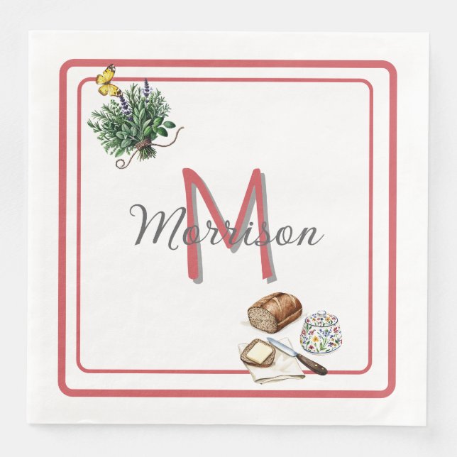 Örter för vattenfärg och rödfärgad Anpassningsbar  Pappersservett (Framsida)