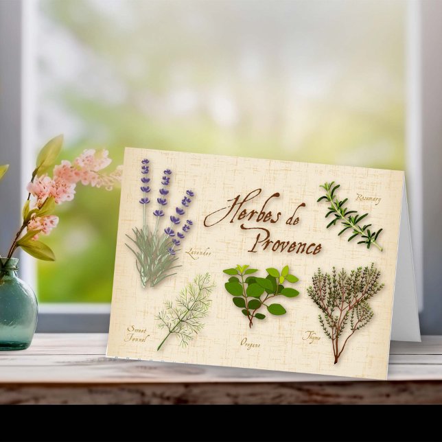 Örter från Provence Recept Gratulationskort Hälsningskort (Herbes de Provence Recipe Greeting Card. You can also personalize with your custom text.)