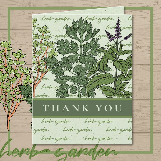 Örter Grön Trädgård  Tack Kort (Herb Garden Thank You Card)